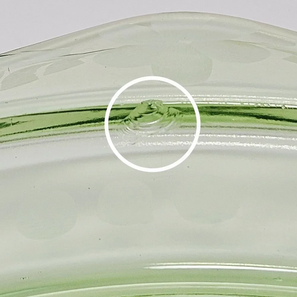 Vtg Green Uranium Vaseline Glass 3 Part Serving Dish Jewelry organizer Trinket